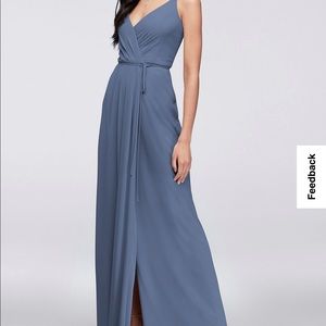 David’s Bridal Double Strap long Georgette Bridesmaid Wrap Dress